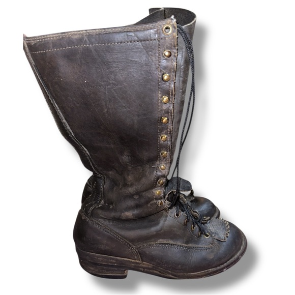Vintage Wesco Lineman Boots 16” Tall • Men’s 11.5 • Heavy Leather • USA Made
